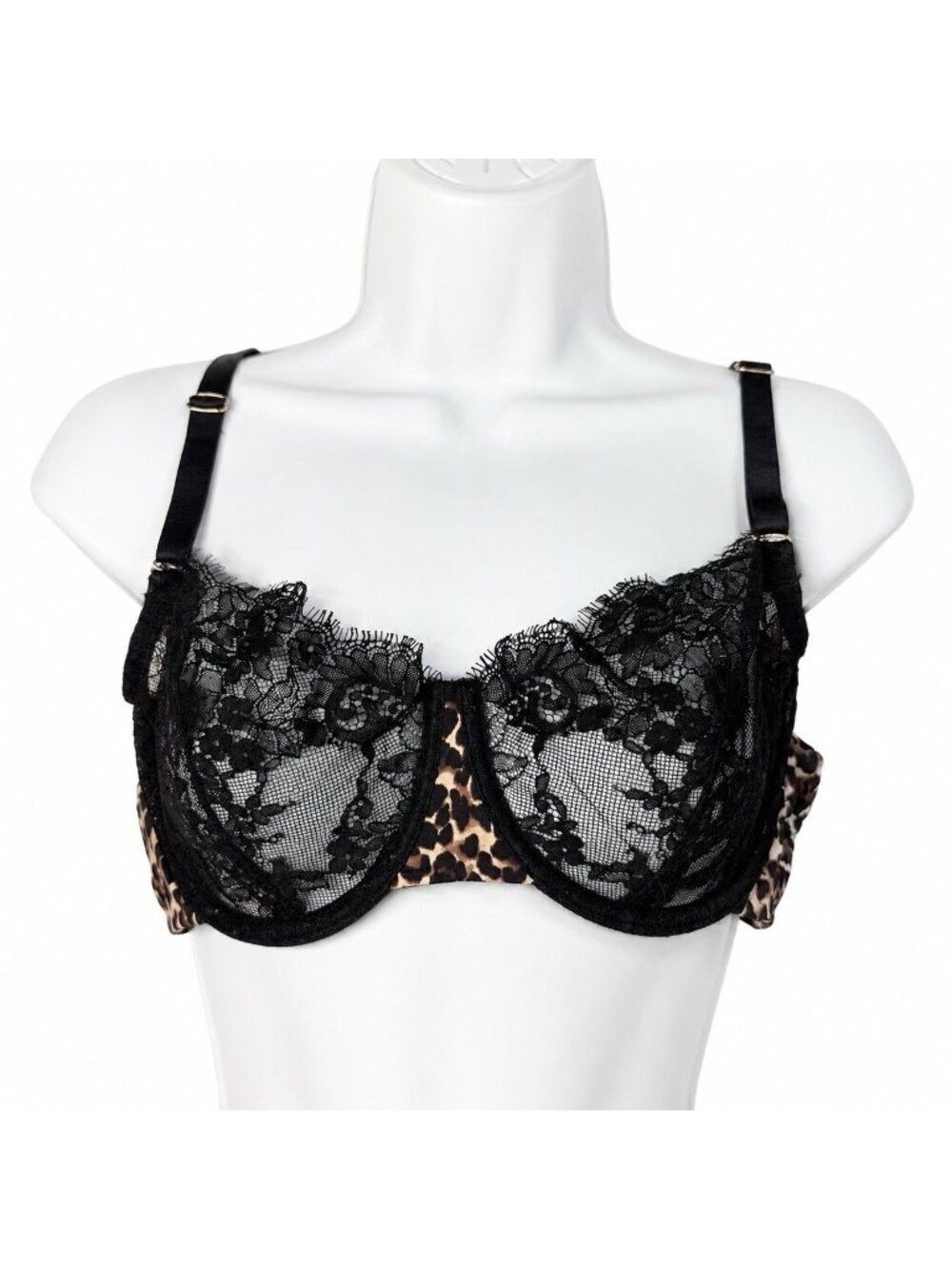 Skarlett Blue 36DD Black Leopard Lace Balconette Underwire Bra Witchy Sexy